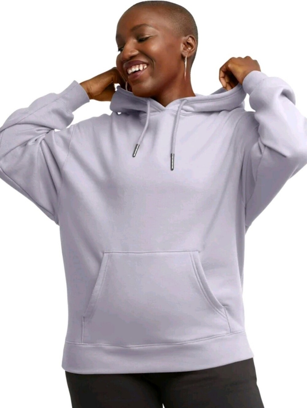 Hanes Light Lavender Fleece Women's Pullover Hoodie Kangaroo Pockets Size XL